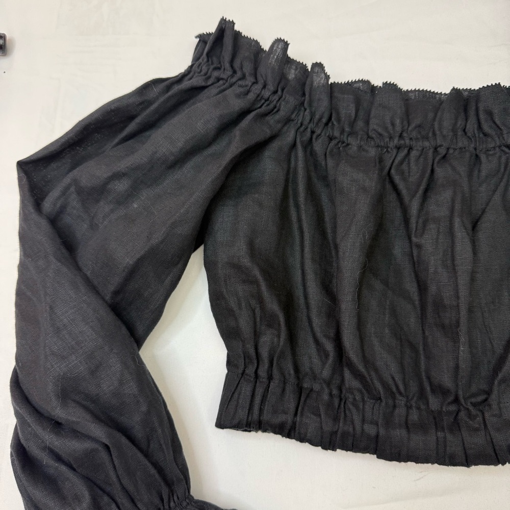STAUD Black Off-Shoulder Puff Sleeve Blouse MEDIUM - Picture 7 of 8